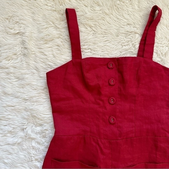 Staud Jumpsuit Sleeveless Cropped 100% Ramie Red 0 - Picture 6 of 13